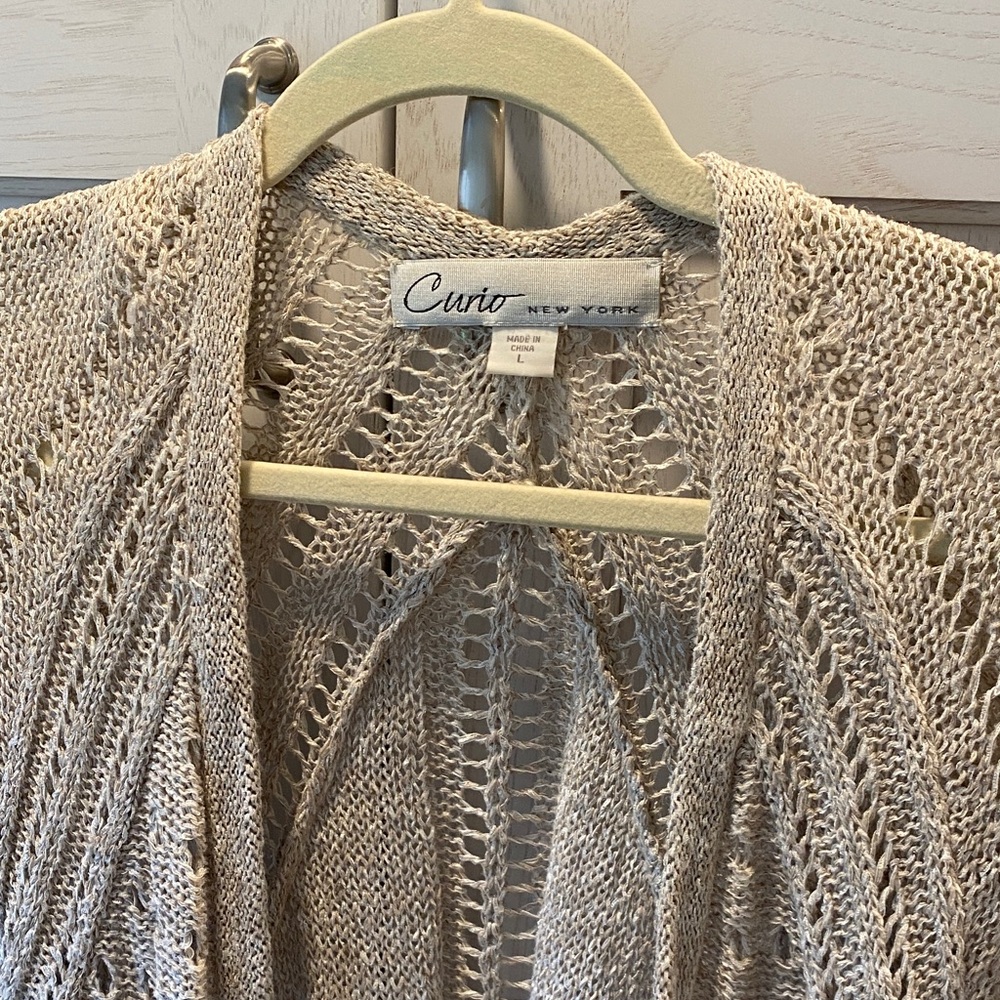 Curio New York Open-Knit Cream Cardigan Sweater